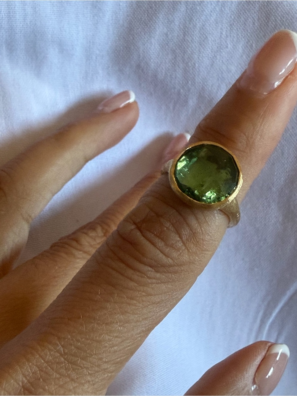 Marco Bicego Jaipur 18K Yellow Gold Green Tourmaline Rose Cut Ring Size 4.25 - Picture 6 of 16